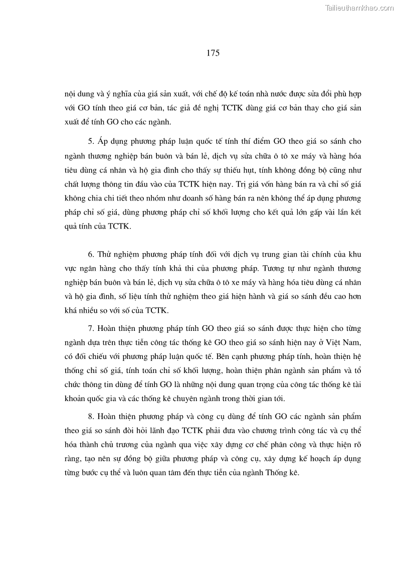 Luận án tiến sĩ kinh tế Phương pháp luận tính chỉ tiêu giá trị sản xuất các ngành sản phẩm theo giá so sánh - 31 Trang 181