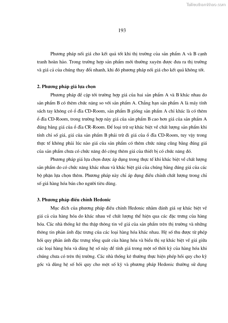 Luận án tiến sĩ kinh tế Phương pháp luận tính chỉ tiêu giá trị sản xuất các ngành sản phẩm theo giá so sánh - 34 Trang 199