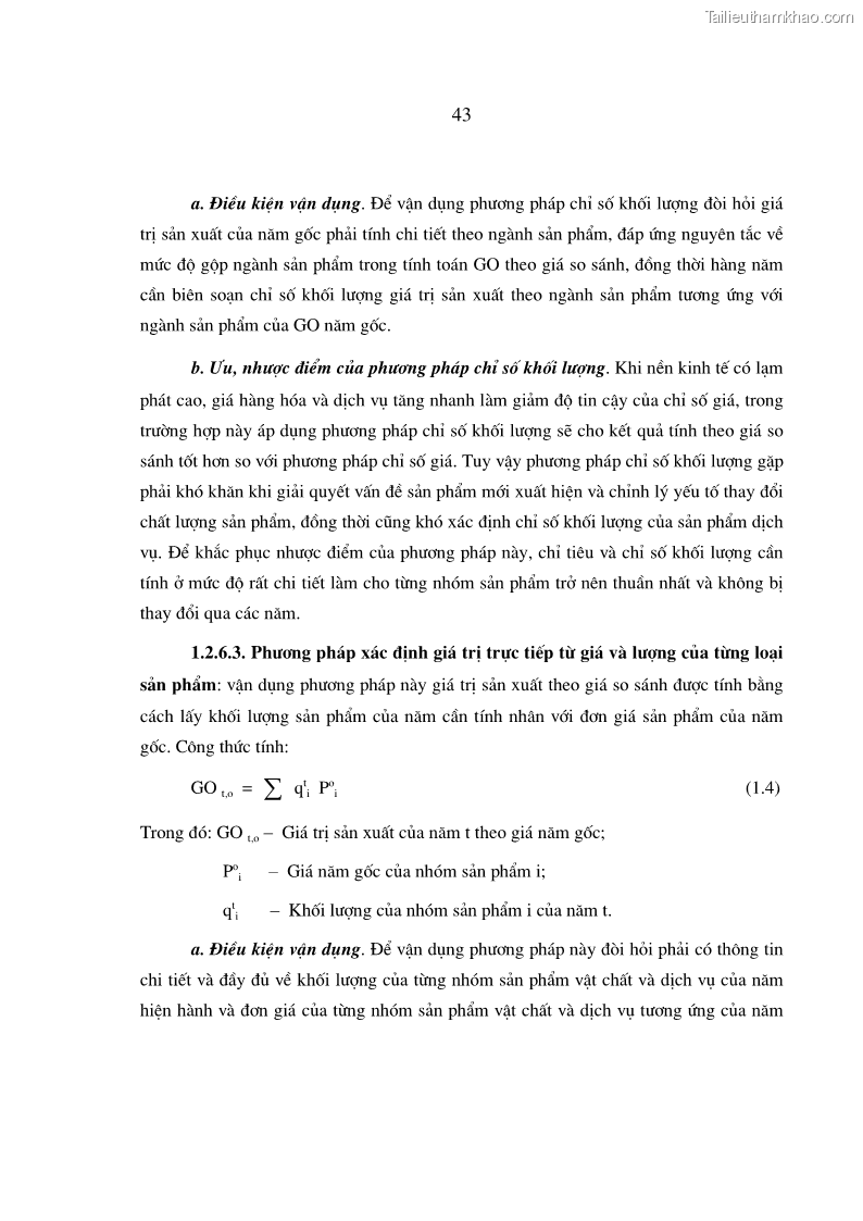 Luận án tiến sĩ kinh tế Phương pháp luận tính chỉ tiêu giá trị sản xuất các ngành sản phẩm theo giá so sánh - 9 Trang 49