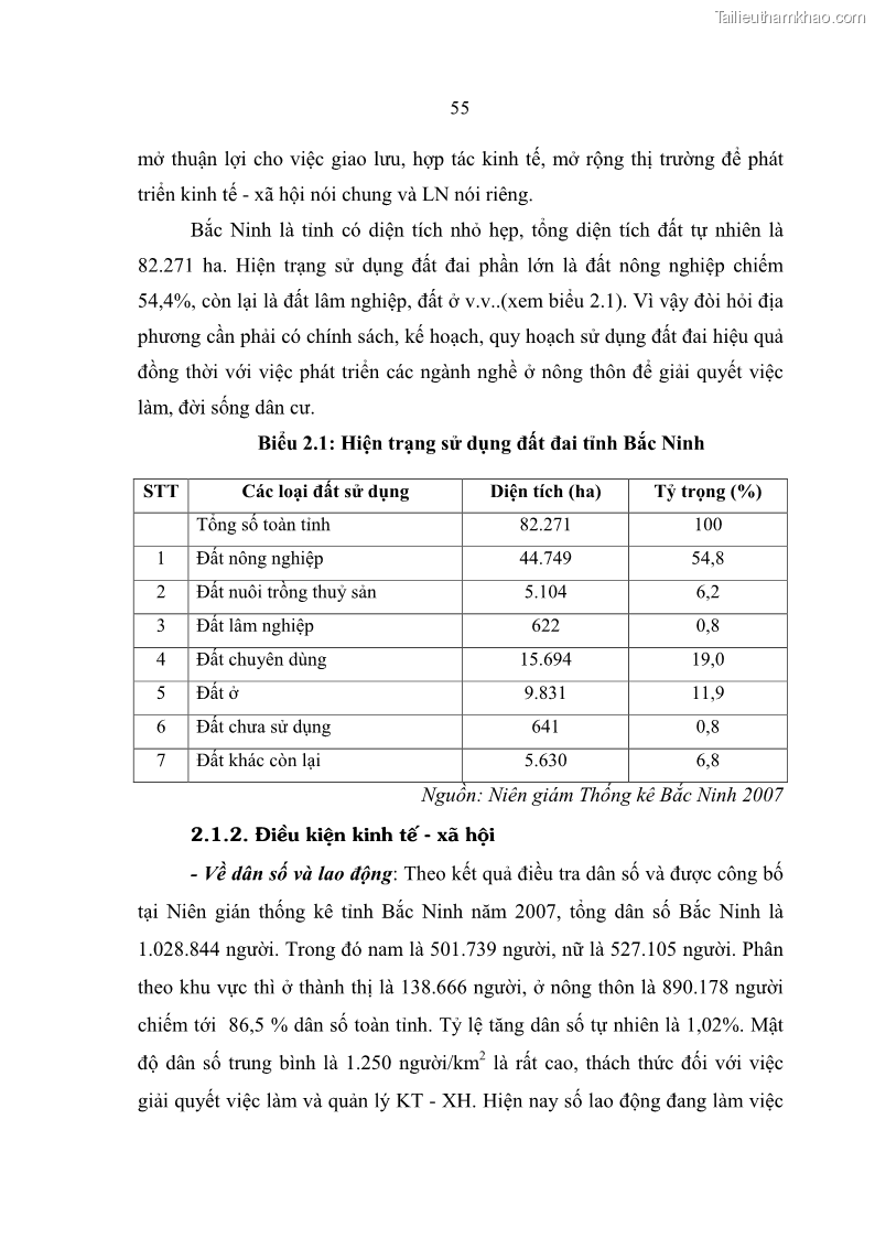 Luận án tiến sĩ kinh tế Quá trình hoàn thiện các chính sách thúc đẩy phát triển làng nghề ở tỉnh Bắc Ninh giai đoạn từ 1997 đến 2003 - thực trạng, kinh nghiệm và giải pháp - 10 Trang 55