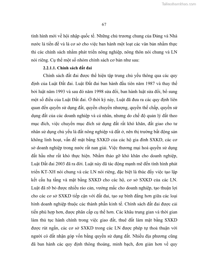 Luận án tiến sĩ kinh tế Quá trình hoàn thiện các chính sách thúc đẩy phát triển làng nghề ở tỉnh Bắc Ninh giai đoạn từ 1997 đến 2003 - thực trạng, kinh nghiệm và giải pháp - 12 Trang 67