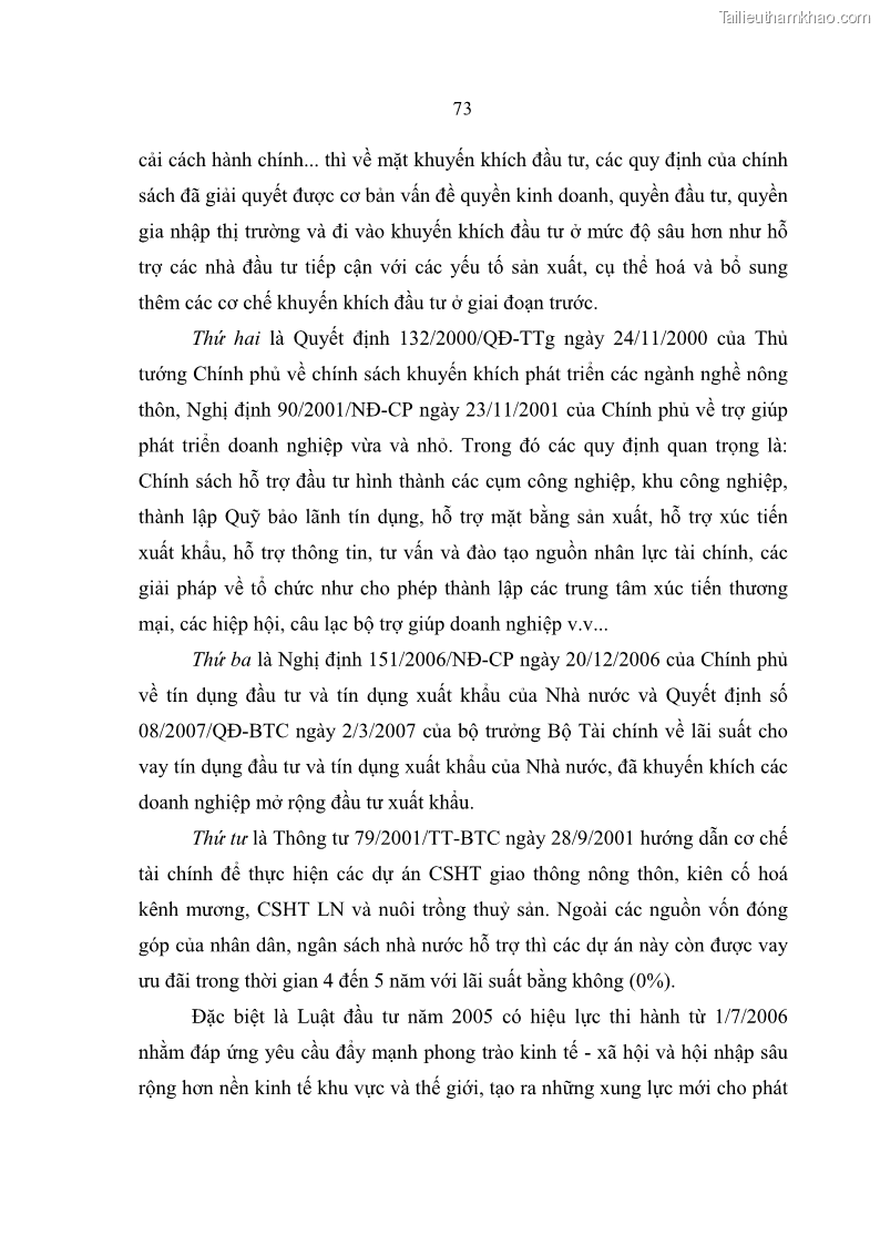 Luận án tiến sĩ kinh tế Quá trình hoàn thiện các chính sách thúc đẩy phát triển làng nghề ở tỉnh Bắc Ninh giai đoạn từ 1997 đến 2003 - thực trạng, kinh nghiệm và giải pháp - 13 Trang 73