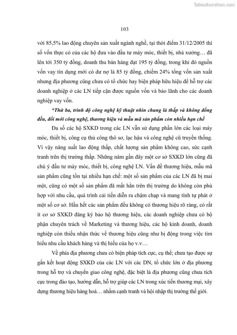 Luận án tiến sĩ kinh tế Quá trình hoàn thiện các chính sách thúc đẩy phát triển làng nghề ở tỉnh Bắc Ninh giai đoạn từ 1997 đến 2003 - thực trạng, kinh nghiệm và giải pháp - 18 Trang 103