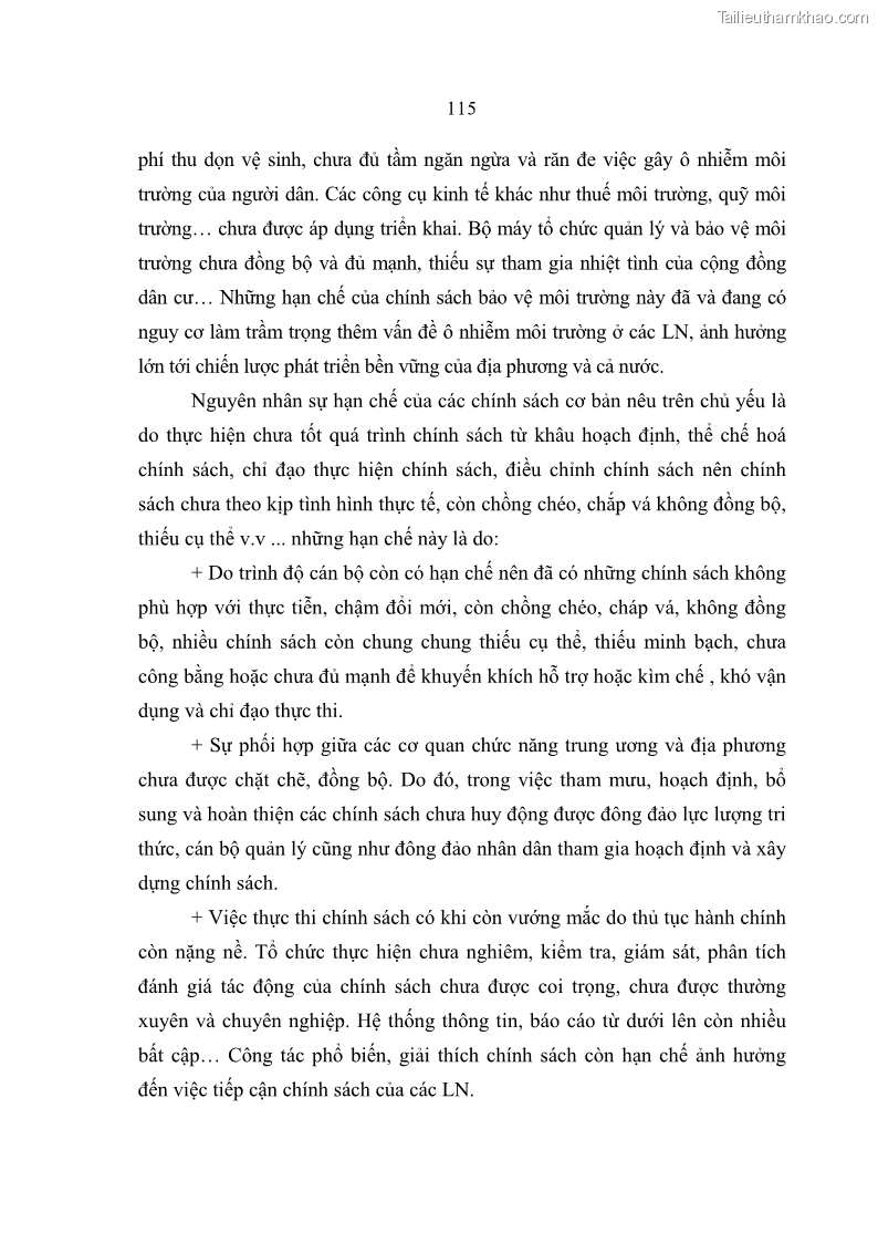 Luận án tiến sĩ kinh tế Quá trình hoàn thiện các chính sách thúc đẩy phát triển làng nghề ở tỉnh Bắc Ninh giai đoạn từ 1997 đến 2003 - thực trạng, kinh nghiệm và giải pháp - 20 Trang 115