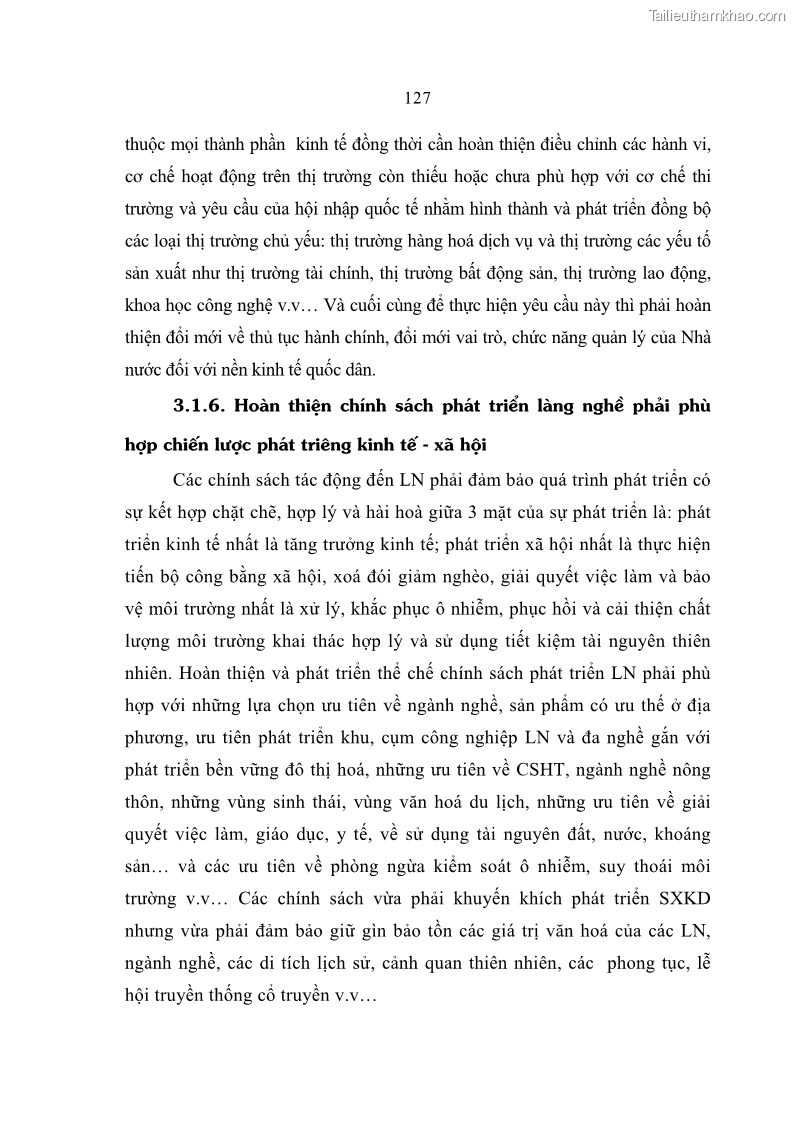 Luận án tiến sĩ kinh tế Quá trình hoàn thiện các chính sách thúc đẩy phát triển làng nghề ở tỉnh Bắc Ninh giai đoạn từ 1997 đến 2003 - thực trạng, kinh nghiệm và giải pháp - 22 Trang 127
