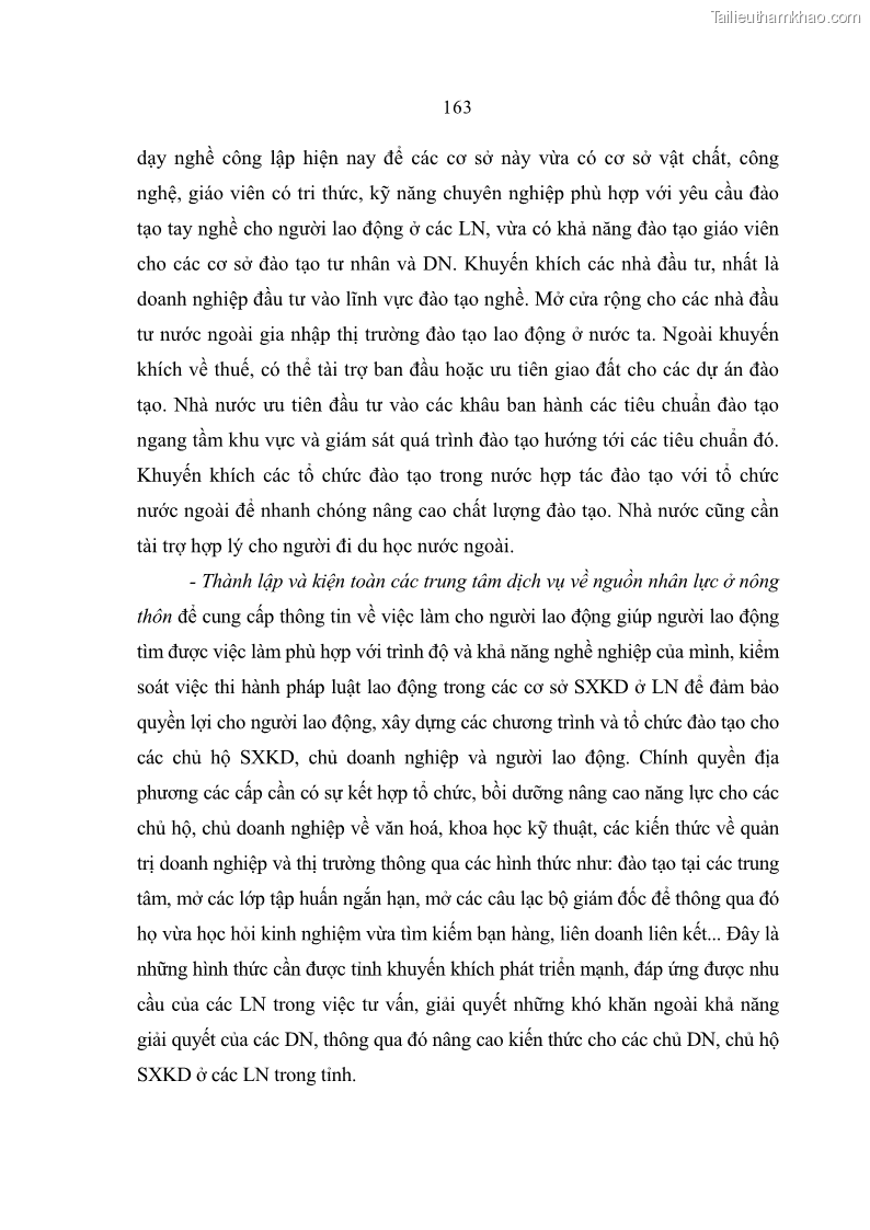 Luận án tiến sĩ kinh tế Quá trình hoàn thiện các chính sách thúc đẩy phát triển làng nghề ở tỉnh Bắc Ninh giai đoạn từ 1997 đến 2003 - thực trạng, kinh nghiệm và giải pháp - 28 Trang 163