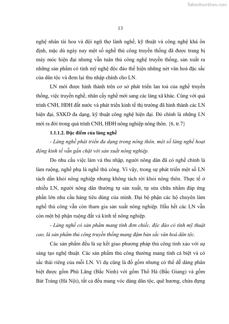 Luận án tiến sĩ kinh tế Quá trình hoàn thiện các chính sách thúc đẩy phát triển làng nghề ở tỉnh Bắc Ninh giai đoạn từ 1997 đến 2003 - thực trạng, kinh nghiệm và giải pháp - 3 Trang 13