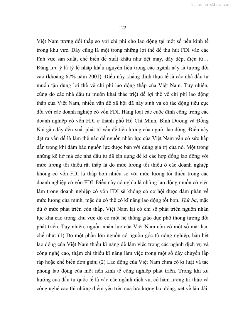 Luận án Tiến sĩ Kinh tế Tác động của toàn cầu hóa kinh tế đối với dòng vốn đầu tư trực tiếp nước ngoài vào Việt Nam - 21 Trang 121