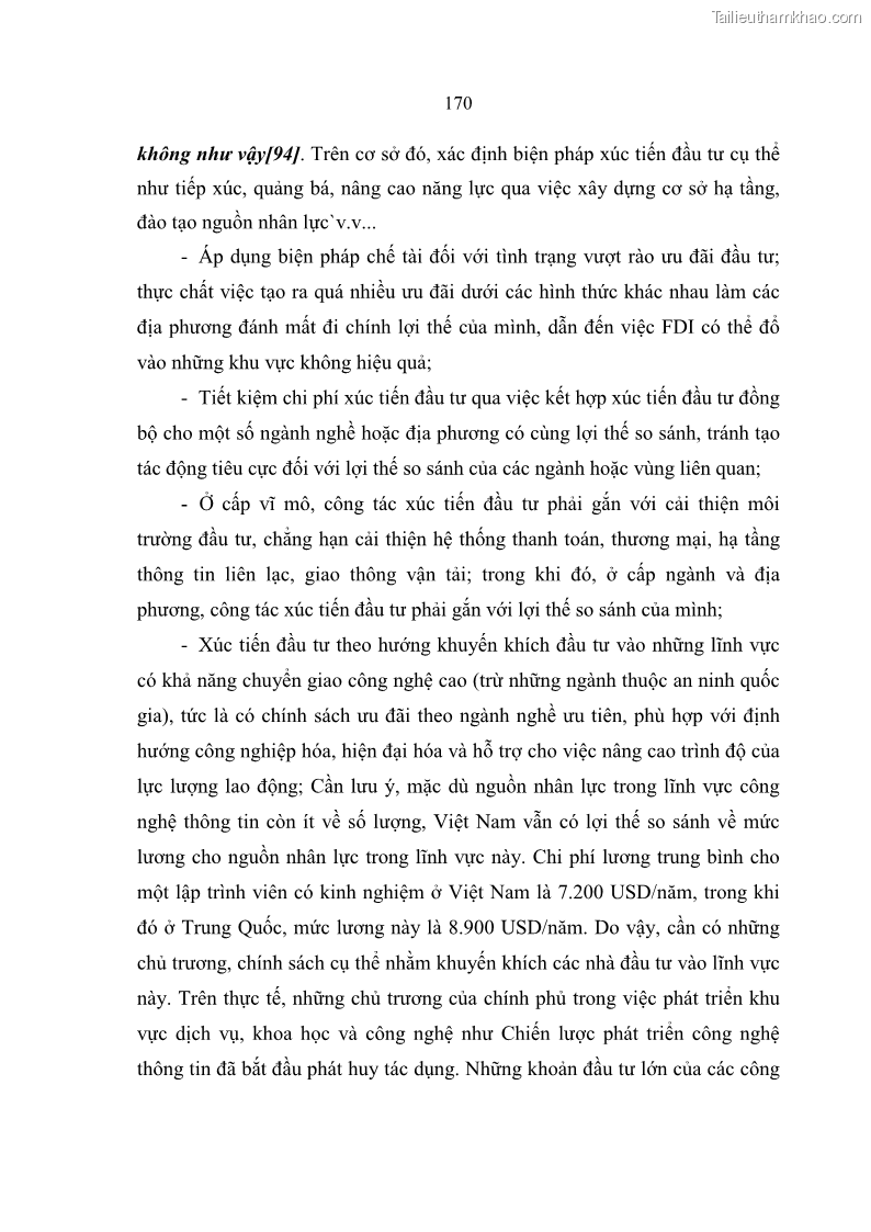 Luận án Tiến sĩ Kinh tế Tác động của toàn cầu hóa kinh tế đối với dòng vốn đầu tư trực tiếp nước ngoài vào Việt Nam - 29 Trang 169