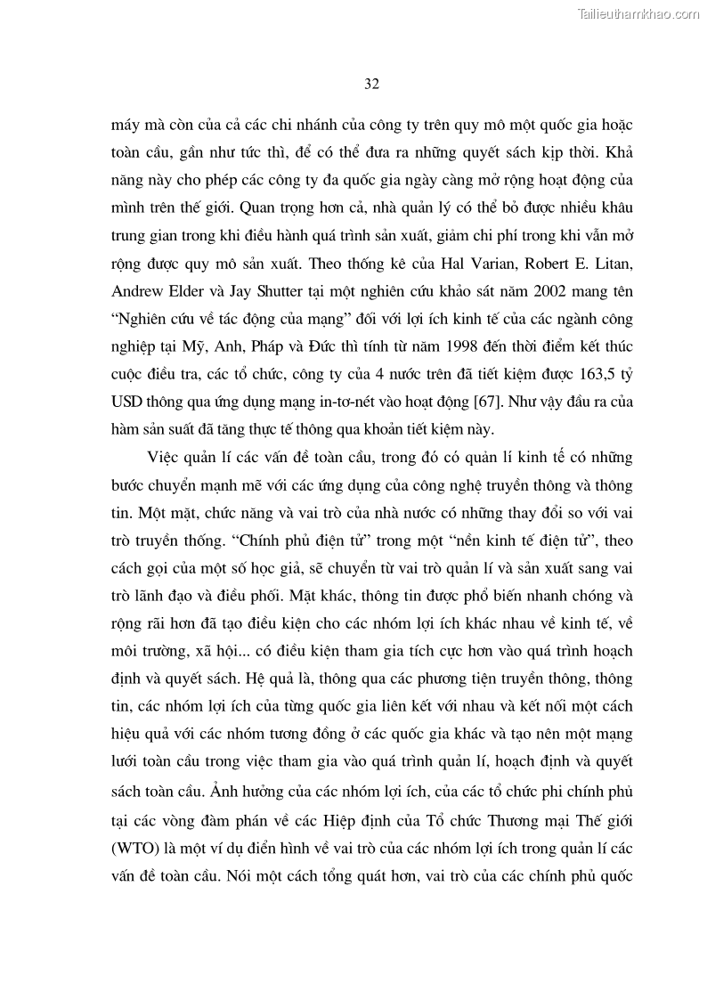 Luận án Tiến sĩ Kinh tế Tác động của toàn cầu hóa kinh tế đối với dòng vốn đầu tư trực tiếp nước ngoài vào Việt Nam - 6 Trang 31