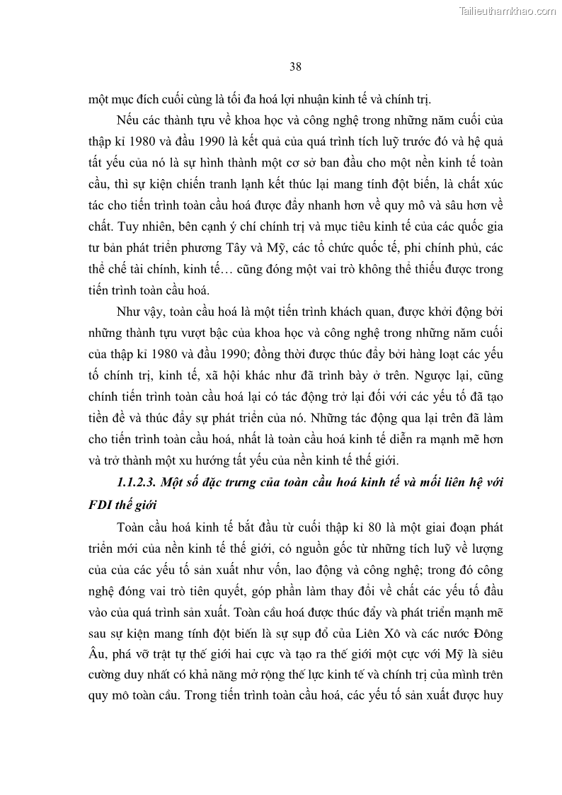Luận án Tiến sĩ Kinh tế Tác động của toàn cầu hóa kinh tế đối với dòng vốn đầu tư trực tiếp nước ngoài vào Việt Nam - 7 Trang 37