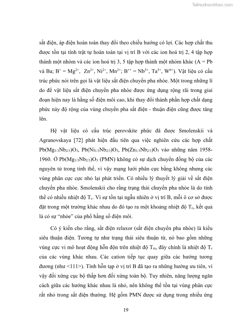 Luận án tiến sĩ vật lý Nghiên cứu chế tạo và các tính chất vật lý của hệ gốm đa thành phần trên cơ sở PZT và các vật liệu sắt điện chuyển pha nhòe - 7 Trang 37
