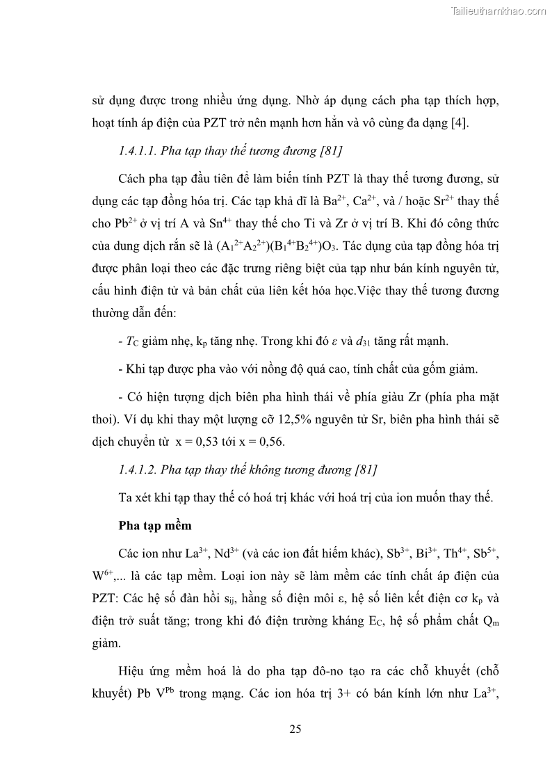 Luận án tiến sĩ vật lý Nghiên cứu chế tạo và các tính chất vật lý của hệ gốm đa thành phần trên cơ sở PZT và các vật liệu sắt điện chuyển pha nhòe - 8 Trang 43