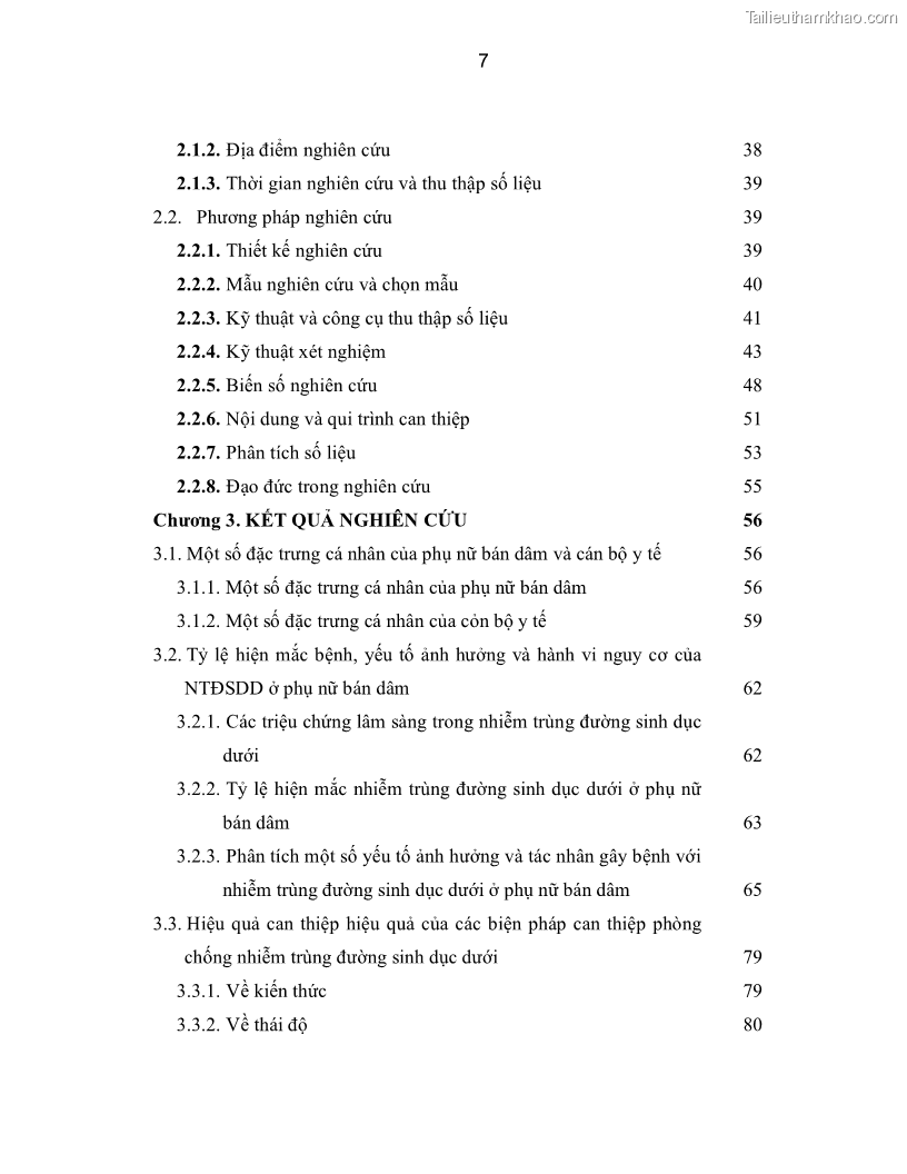 Luận án tiến sĩ y học Thực trạng mắc các bệnh nhiễm trùng đường sinh dục dưới ở phụ nữ bán dâm tại Trung tâm Chữa bệnh-Giáo dục-Lao động Xã hội số II Hà Nội và đánh giá hiệu quả can thiệp - 2 Trang 7