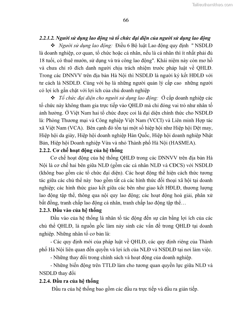 Luận án tiến sĩ kinh tế Tạo lập và thúc đẩy quan hệ lao động lành mạnh tại các doanh nghiệp nhỏ và vừa trên địa bàn Hà Nội - 13 Trang 73