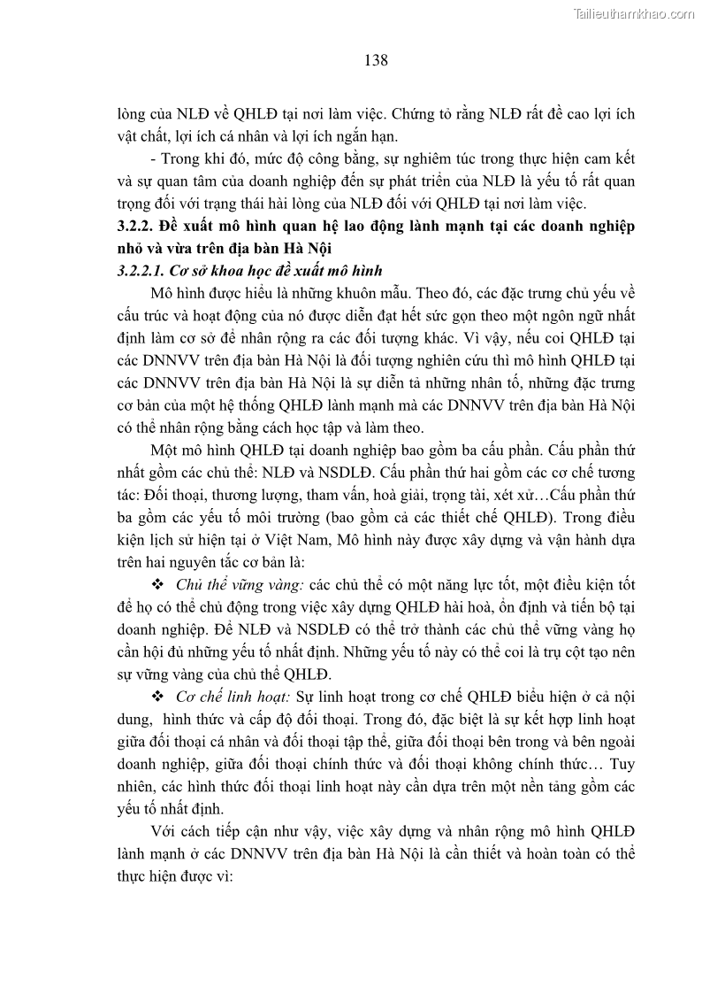 Luận án tiến sĩ kinh tế Tạo lập và thúc đẩy quan hệ lao động lành mạnh tại các doanh nghiệp nhỏ và vừa trên địa bàn Hà Nội - 25 Trang 145
