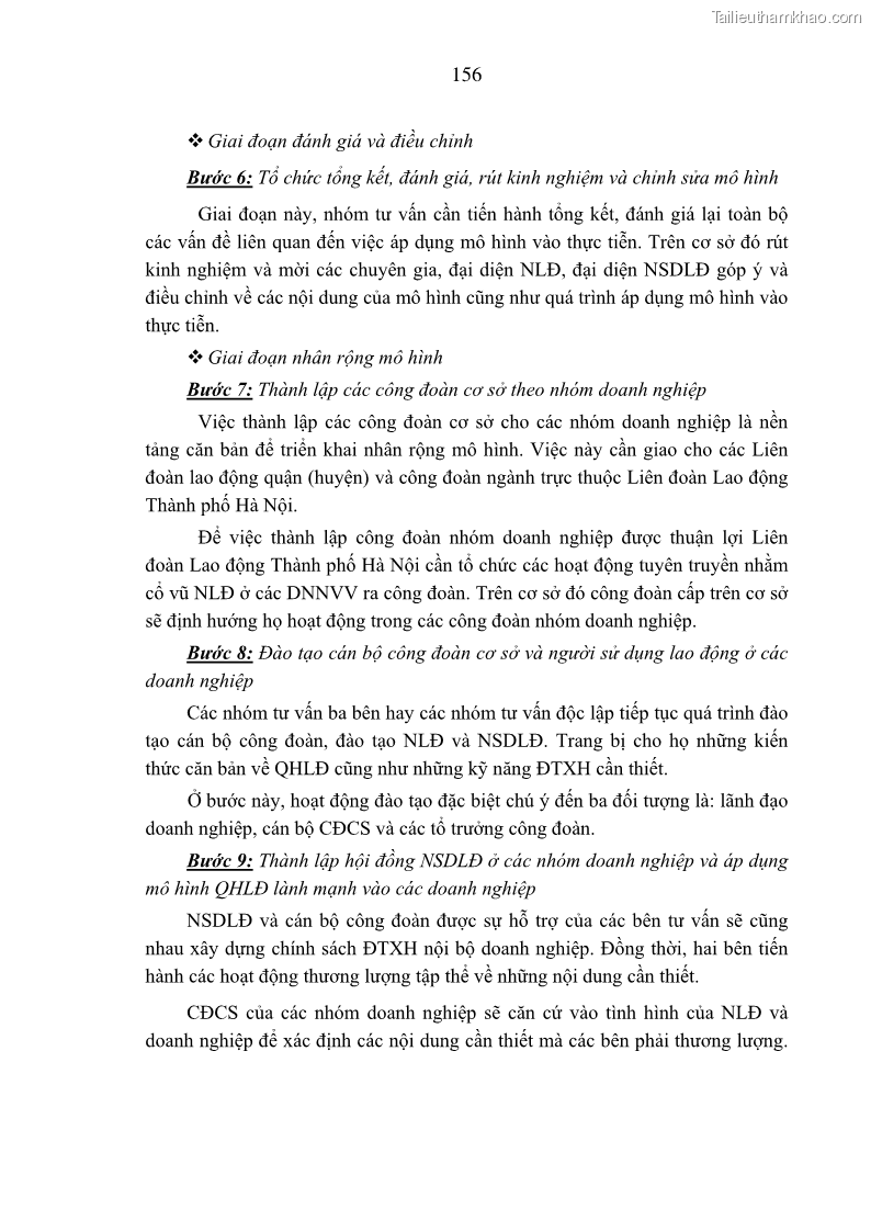 Luận án tiến sĩ kinh tế Tạo lập và thúc đẩy quan hệ lao động lành mạnh tại các doanh nghiệp nhỏ và vừa trên địa bàn Hà Nội - 28 Trang 163