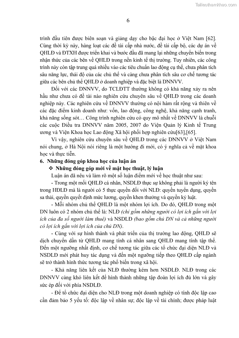 Luận án tiến sĩ kinh tế Tạo lập và thúc đẩy quan hệ lao động lành mạnh tại các doanh nghiệp nhỏ và vừa trên địa bàn Hà Nội - 3 Trang 13