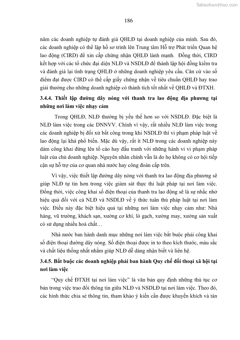 Luận án tiến sĩ kinh tế Tạo lập và thúc đẩy quan hệ lao động lành mạnh tại các doanh nghiệp nhỏ và vừa trên địa bàn Hà Nội - 33 Trang 193
