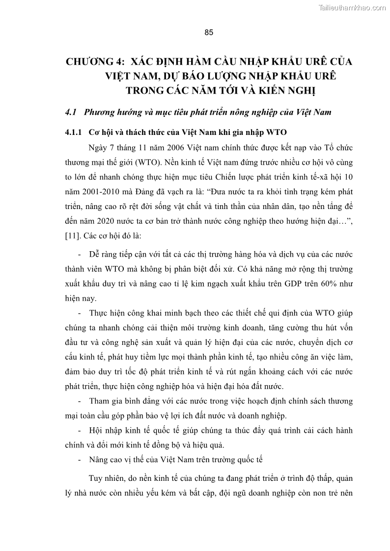 Luận án tiến sĩ kinh tế Xác định hàm cầu nhập khẩu vật tư nông nghiệp của Việt Nam trong thời kỳ đổi mới lấy ví dụ phân bón Urê - 16 Trang 91