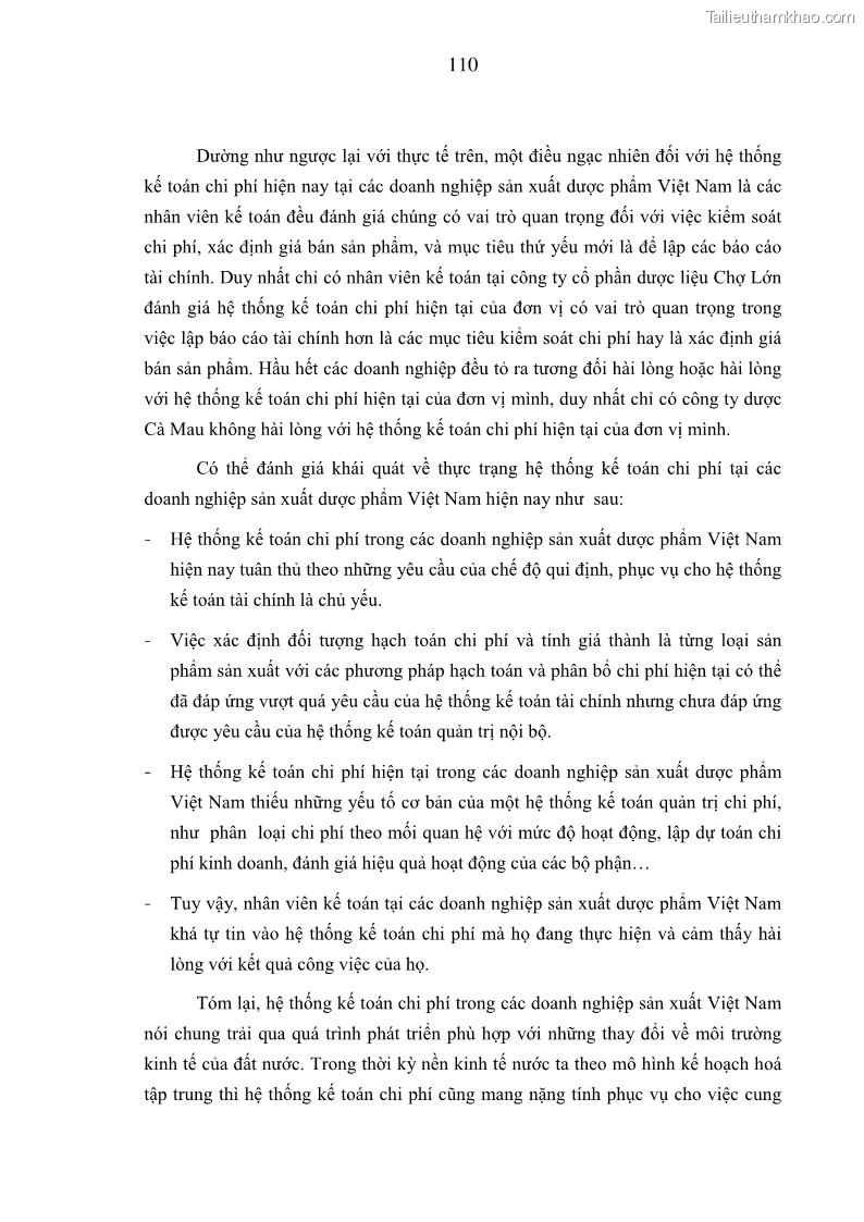 Luận án tiến sĩ kinh tế Xây dựng mô hình kế toán quản trị chi phí trong các doanh nghiệp sản xuất dược phẩm Việt Nam - 20 Trang 115