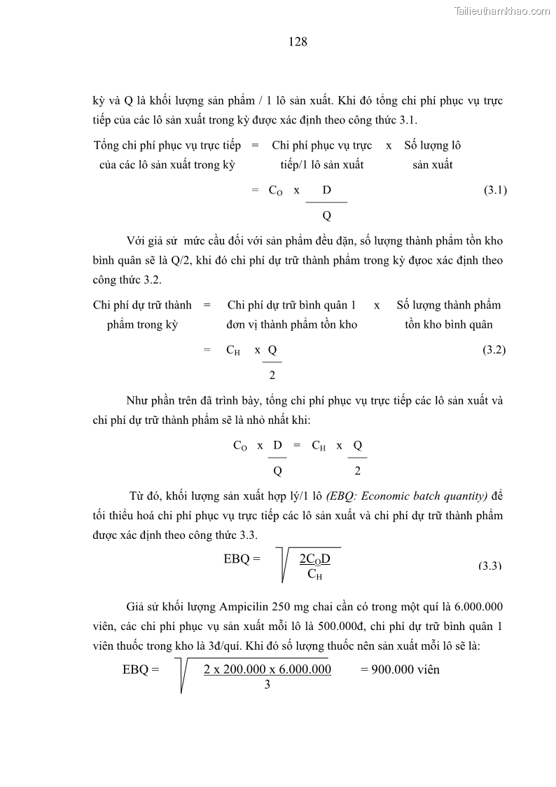 Luận án tiến sĩ kinh tế Xây dựng mô hình kế toán quản trị chi phí trong các doanh nghiệp sản xuất dược phẩm Việt Nam - 23 Trang 133