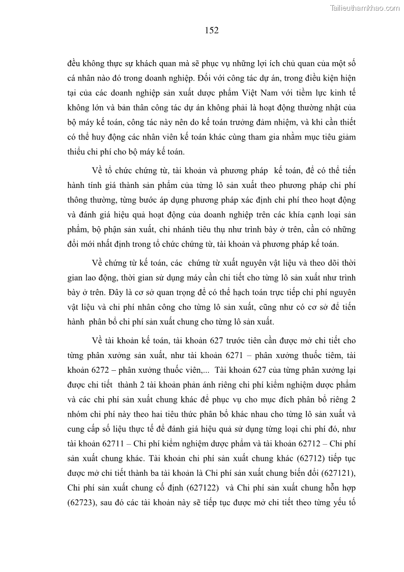 Luận án tiến sĩ kinh tế Xây dựng mô hình kế toán quản trị chi phí trong các doanh nghiệp sản xuất dược phẩm Việt Nam - 27 Trang 157