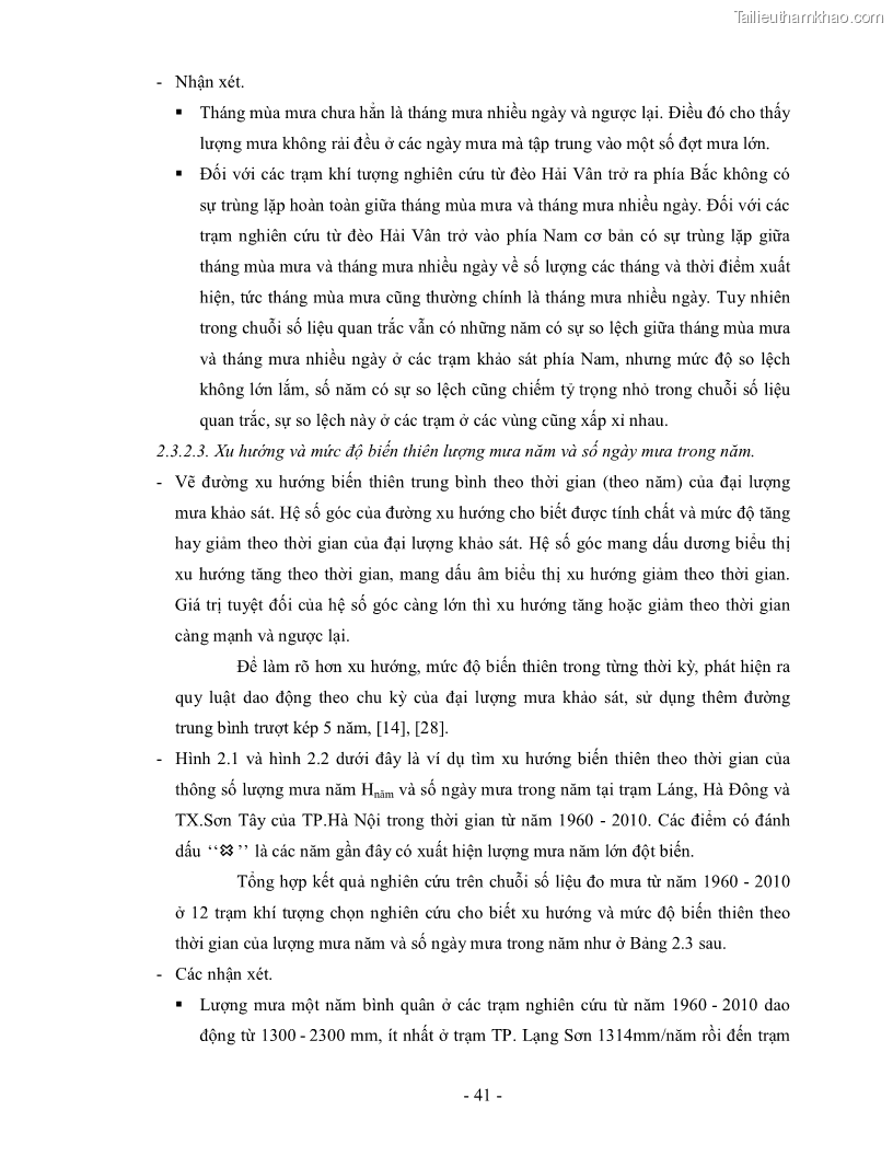 Luận án tiến sĩ kỹ thuật Nghiên cứu xác định một số tham số về mưa góp phần hoàn thiện công thức tính lưu lượng thiết kế công trình thoát nước nhỏ trên đường trong điều kiện khí hậu Việt Nam - 10 Trang 55