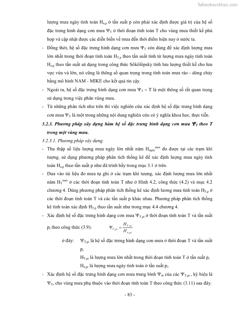 Luận án tiến sĩ kỹ thuật Nghiên cứu xác định một số tham số về mưa góp phần hoàn thiện công thức tính lưu lượng thiết kế công trình thoát nước nhỏ trên đường trong điều kiện khí hậu Việt Nam - 17 Trang 97