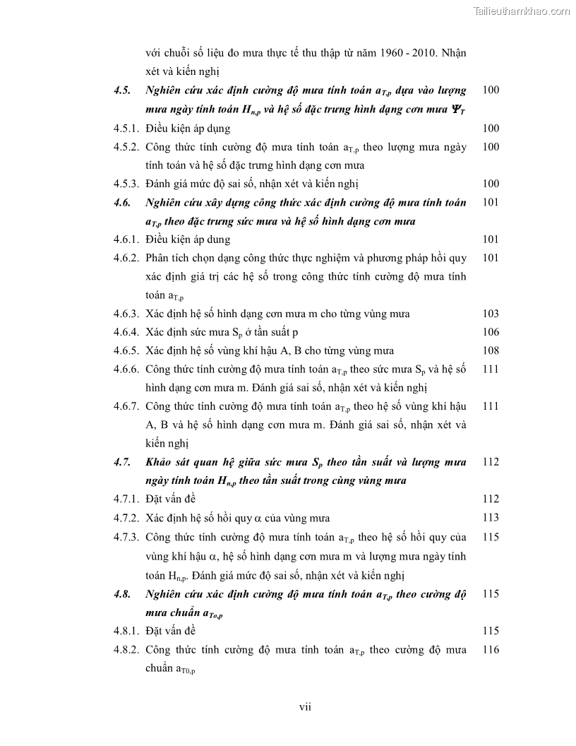 Luận án tiến sĩ kỹ thuật Nghiên cứu xác định một số tham số về mưa góp phần hoàn thiện công thức tính lưu lượng thiết kế công trình thoát nước nhỏ trên đường trong điều kiện khí hậu Việt Nam - 2 Trang 7