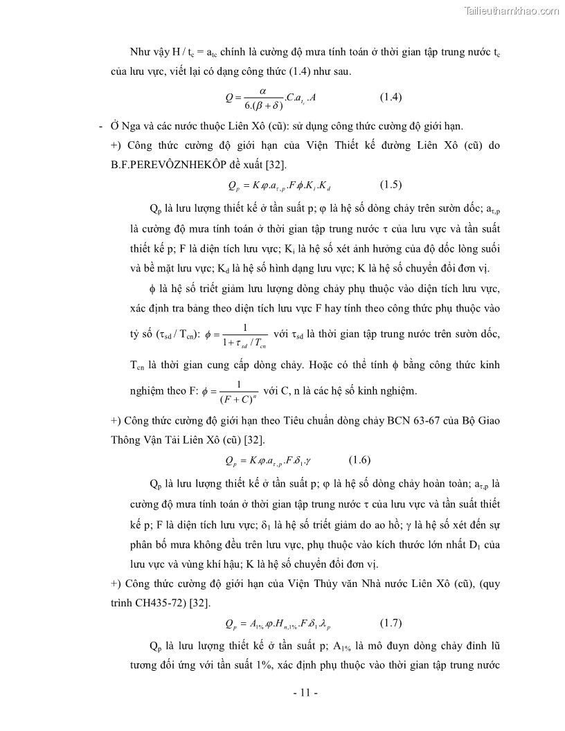 Luận án tiến sĩ kỹ thuật Nghiên cứu xác định một số tham số về mưa góp phần hoàn thiện công thức tính lưu lượng thiết kế công trình thoát nước nhỏ trên đường trong điều kiện khí hậu Việt Nam - 5 Trang 25