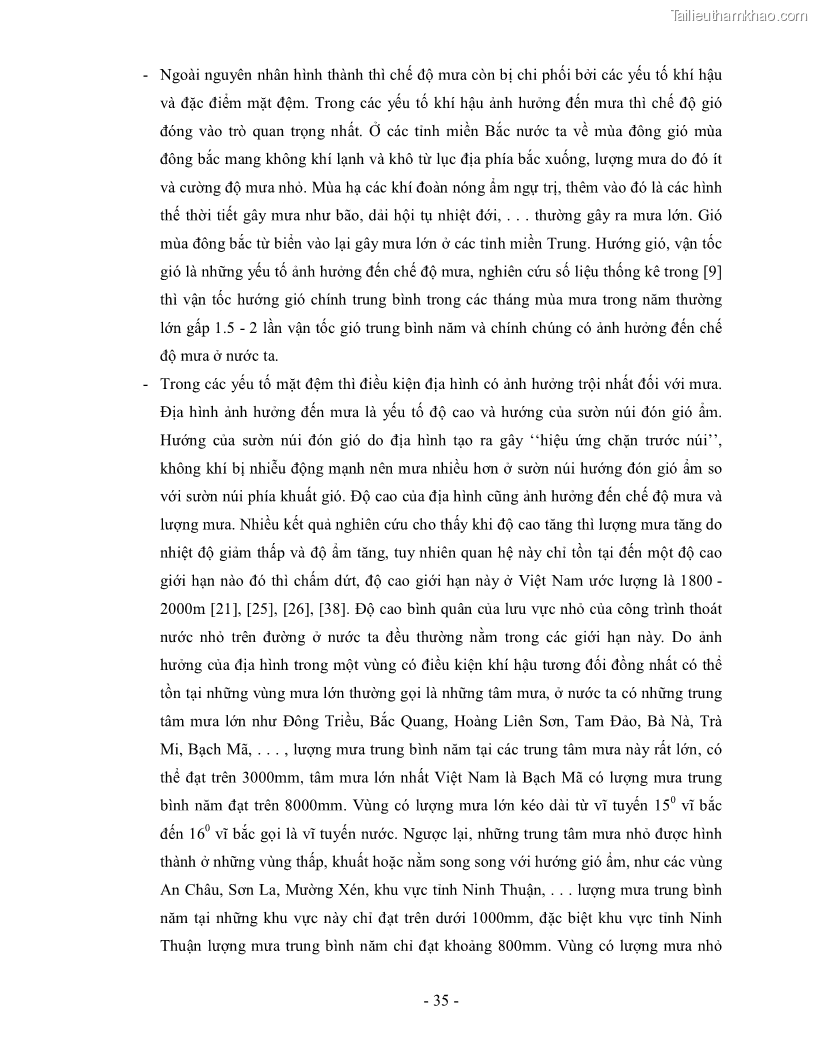 Luận án tiến sĩ kỹ thuật Nghiên cứu xác định một số tham số về mưa góp phần hoàn thiện công thức tính lưu lượng thiết kế công trình thoát nước nhỏ trên đường trong điều kiện khí hậu Việt Nam - 9 Trang 49