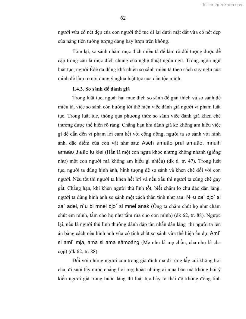 Luận án tiến sĩ ngữ văn Phương pháp so sánh trong văn bản luật tục Êđê - 12 Trang 67