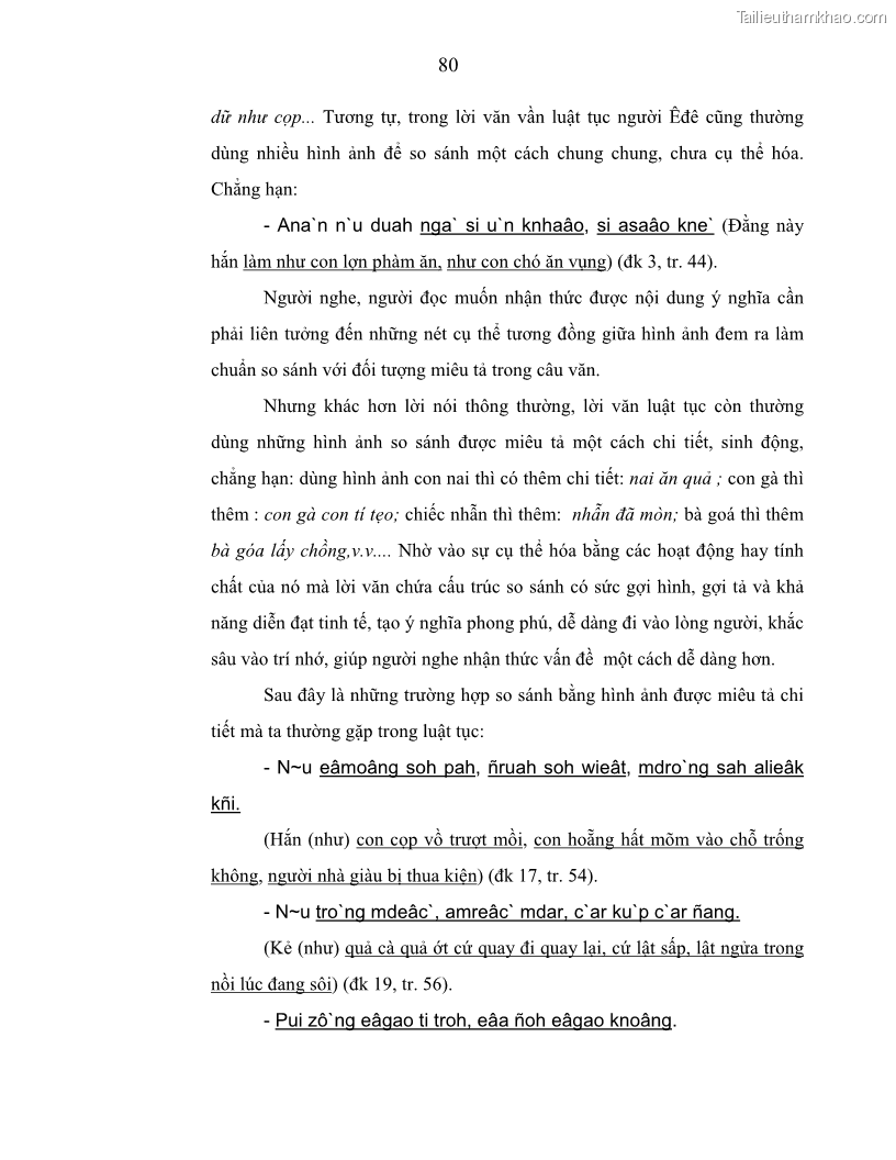 Luận án tiến sĩ ngữ văn Phương pháp so sánh trong văn bản luật tục Êđê - 15 Trang 85