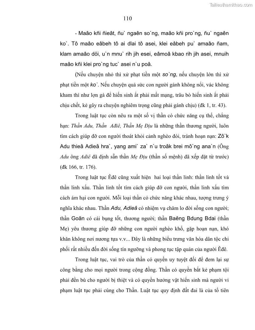 Luận án tiến sĩ ngữ văn Phương pháp so sánh trong văn bản luật tục Êđê - 20 Trang 115