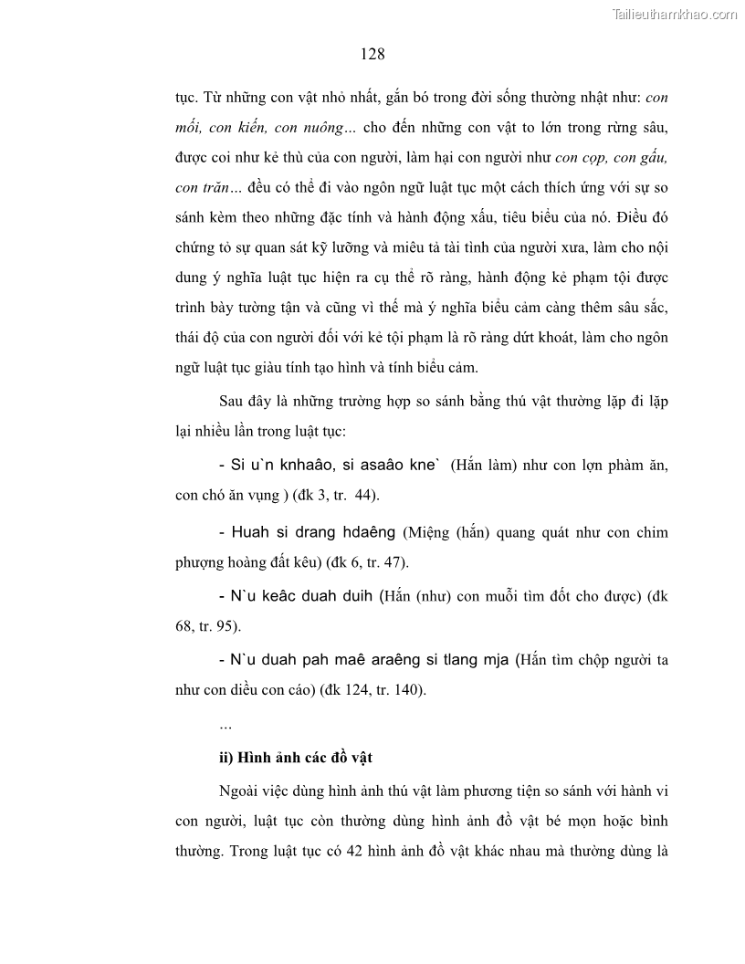 Luận án tiến sĩ ngữ văn Phương pháp so sánh trong văn bản luật tục Êđê - 23 Trang 133