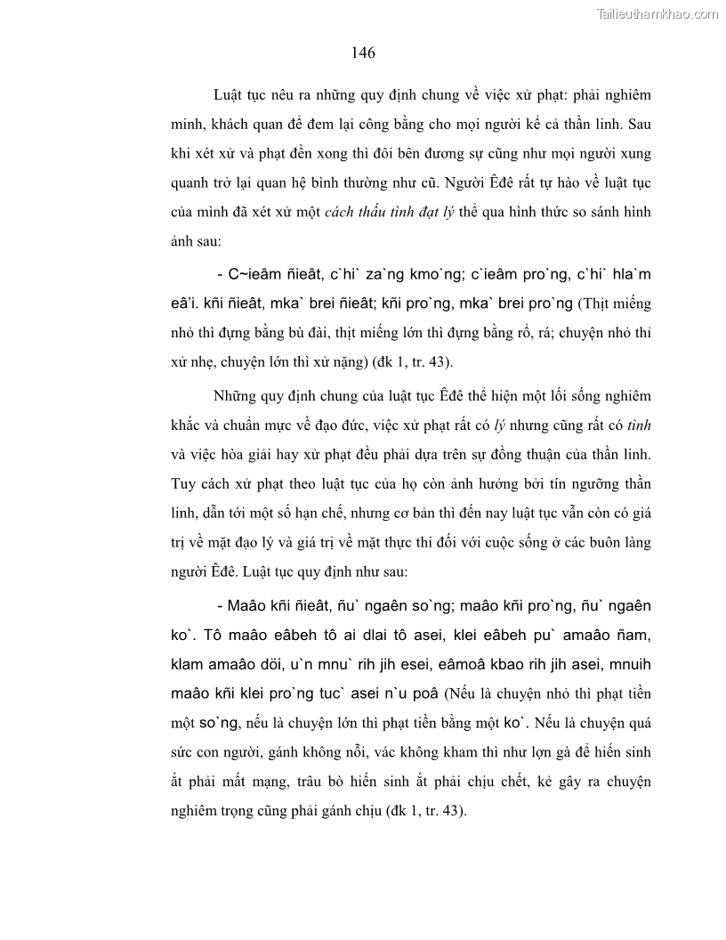 Luận án tiến sĩ ngữ văn Phương pháp so sánh trong văn bản luật tục Êđê - 26 Trang 151