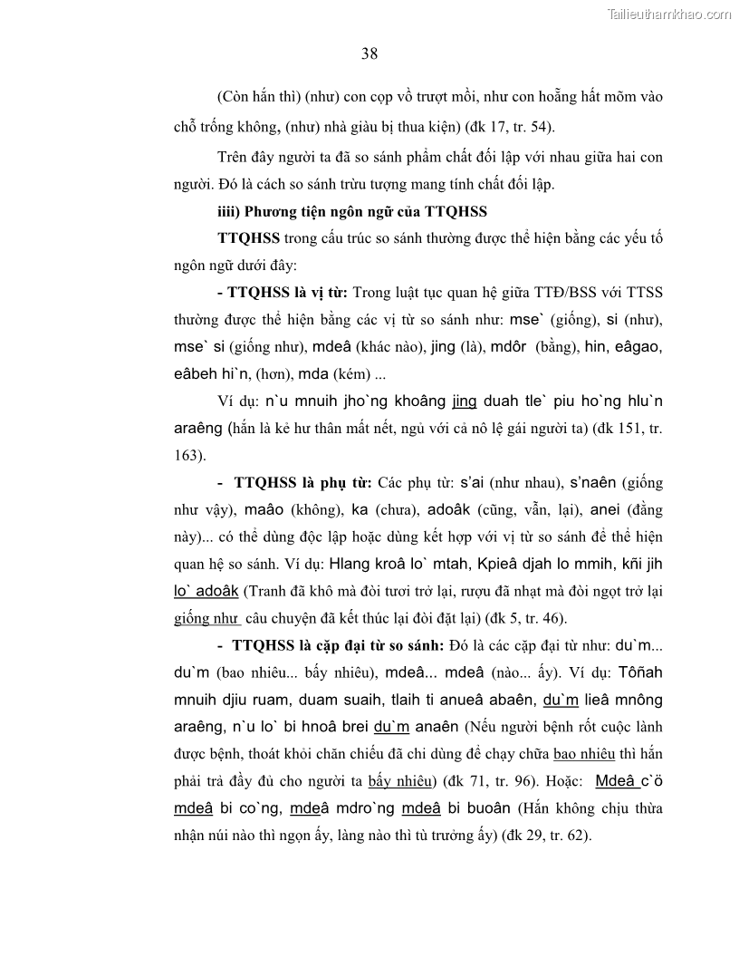 Luận án tiến sĩ ngữ văn Phương pháp so sánh trong văn bản luật tục Êđê - 8 Trang 43
