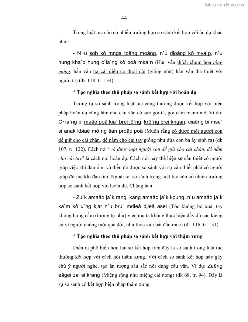 Luận án tiến sĩ ngữ văn Phương pháp so sánh trong văn bản luật tục Êđê - 9 Trang 49