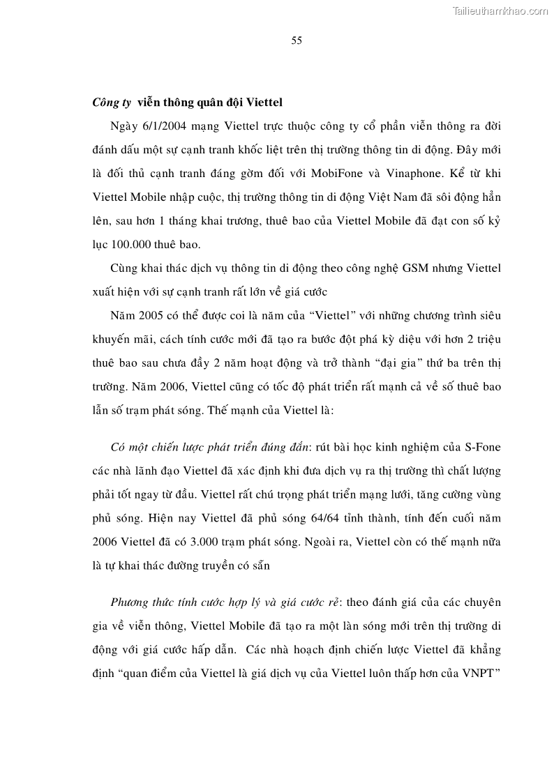 Luận án tiến sĩ Phát triển hoạt động dịch vụ thông tin di động tại Tập đoàn Bưu chính Viễn thông Việt Nam đến năm 2020 - 10 Trang 55