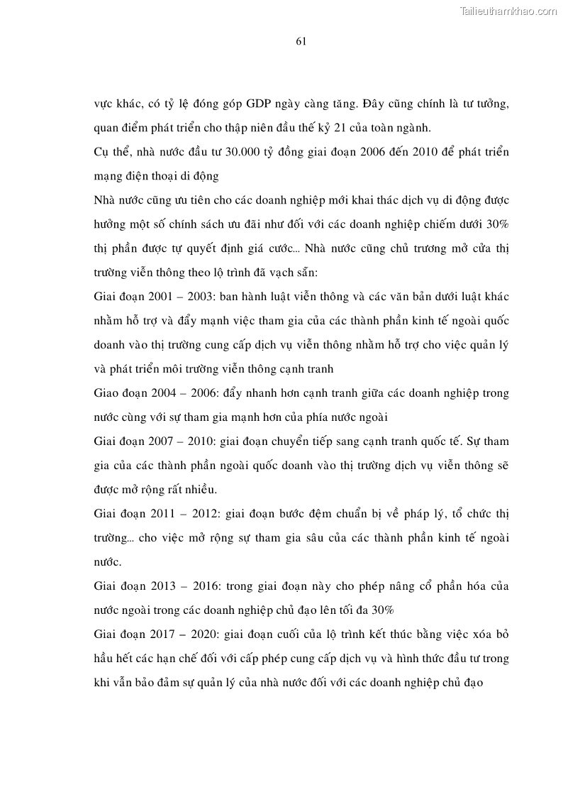 Luận án tiến sĩ Phát triển hoạt động dịch vụ thông tin di động tại Tập đoàn Bưu chính Viễn thông Việt Nam đến năm 2020 - 11 Trang 61