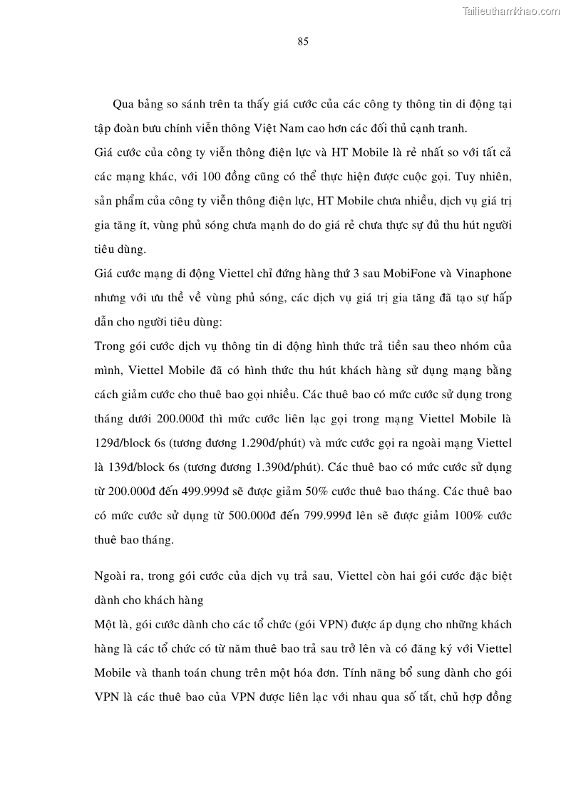 Luận án tiến sĩ Phát triển hoạt động dịch vụ thông tin di động tại Tập đoàn Bưu chính Viễn thông Việt Nam đến năm 2020 - 15 Trang 85