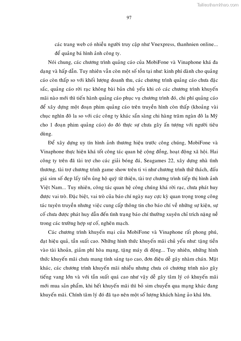 Luận án tiến sĩ Phát triển hoạt động dịch vụ thông tin di động tại Tập đoàn Bưu chính Viễn thông Việt Nam đến năm 2020 - 17 Trang 97