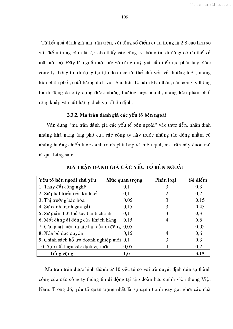 Luận án tiến sĩ Phát triển hoạt động dịch vụ thông tin di động tại Tập đoàn Bưu chính Viễn thông Việt Nam đến năm 2020 - 19 Trang 109