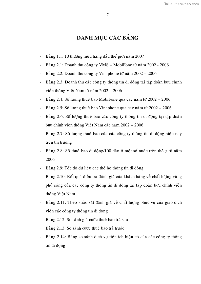 Luận án tiến sĩ Phát triển hoạt động dịch vụ thông tin di động tại Tập đoàn Bưu chính Viễn thông Việt Nam đến năm 2020 - 2 Trang 7