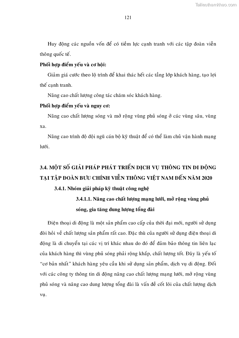 Luận án tiến sĩ Phát triển hoạt động dịch vụ thông tin di động tại Tập đoàn Bưu chính Viễn thông Việt Nam đến năm 2020 - 21 Trang 121
