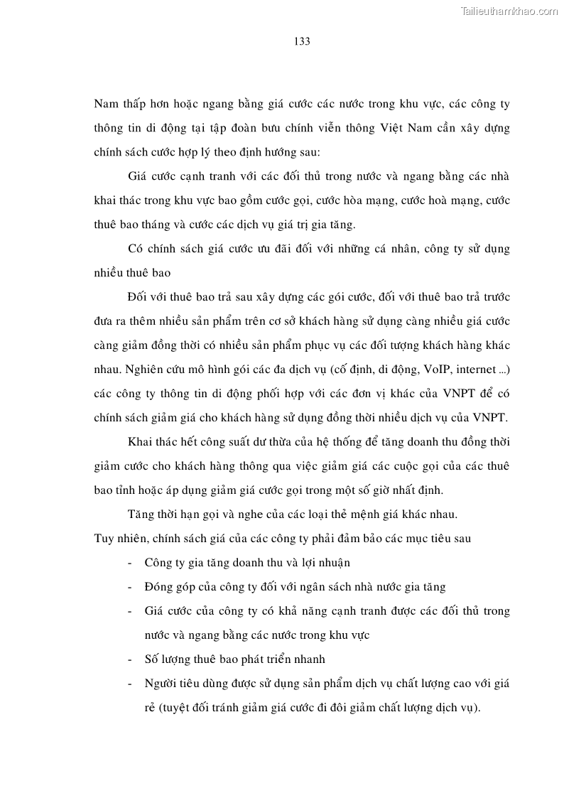 Luận án tiến sĩ Phát triển hoạt động dịch vụ thông tin di động tại Tập đoàn Bưu chính Viễn thông Việt Nam đến năm 2020 - 23 Trang 133