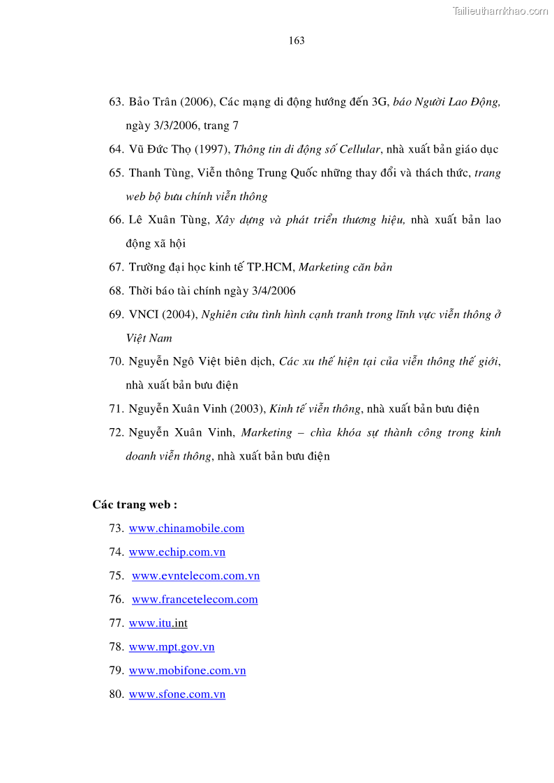 Luận án tiến sĩ Phát triển hoạt động dịch vụ thông tin di động tại Tập đoàn Bưu chính Viễn thông Việt Nam đến năm 2020 - 28 Trang 163