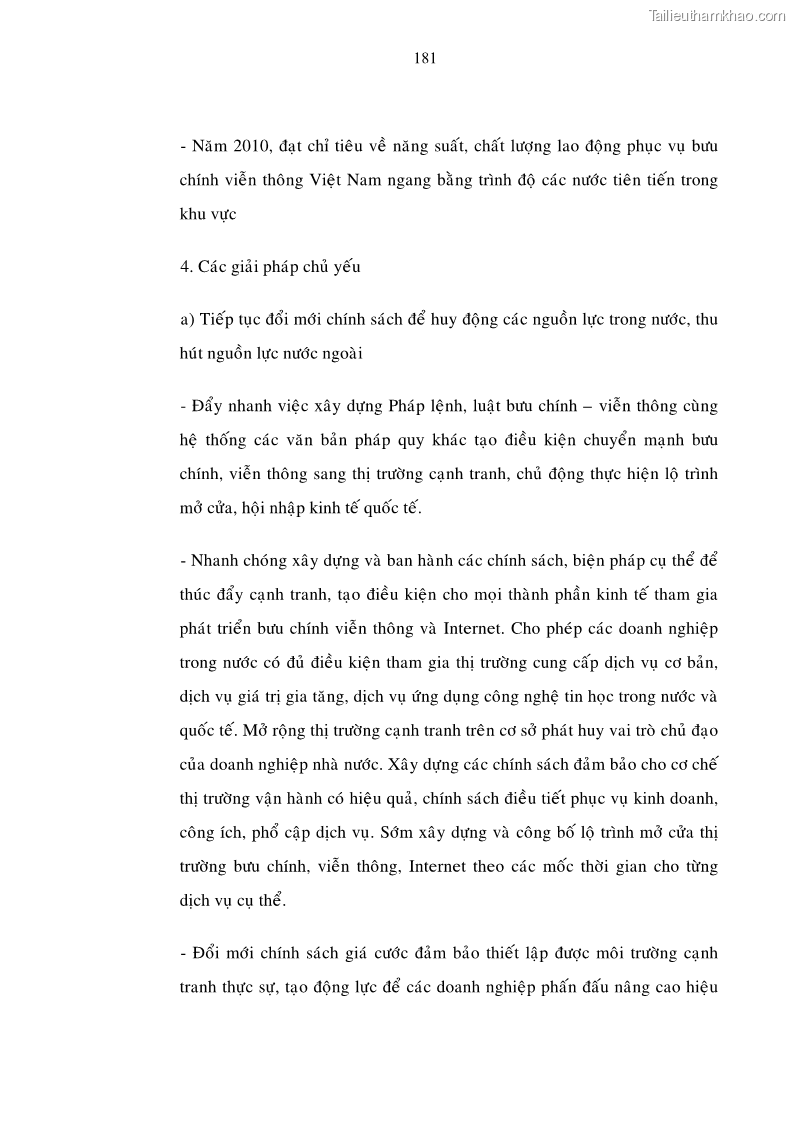 Luận án tiến sĩ Phát triển hoạt động dịch vụ thông tin di động tại Tập đoàn Bưu chính Viễn thông Việt Nam đến năm 2020 - 31 Trang 181