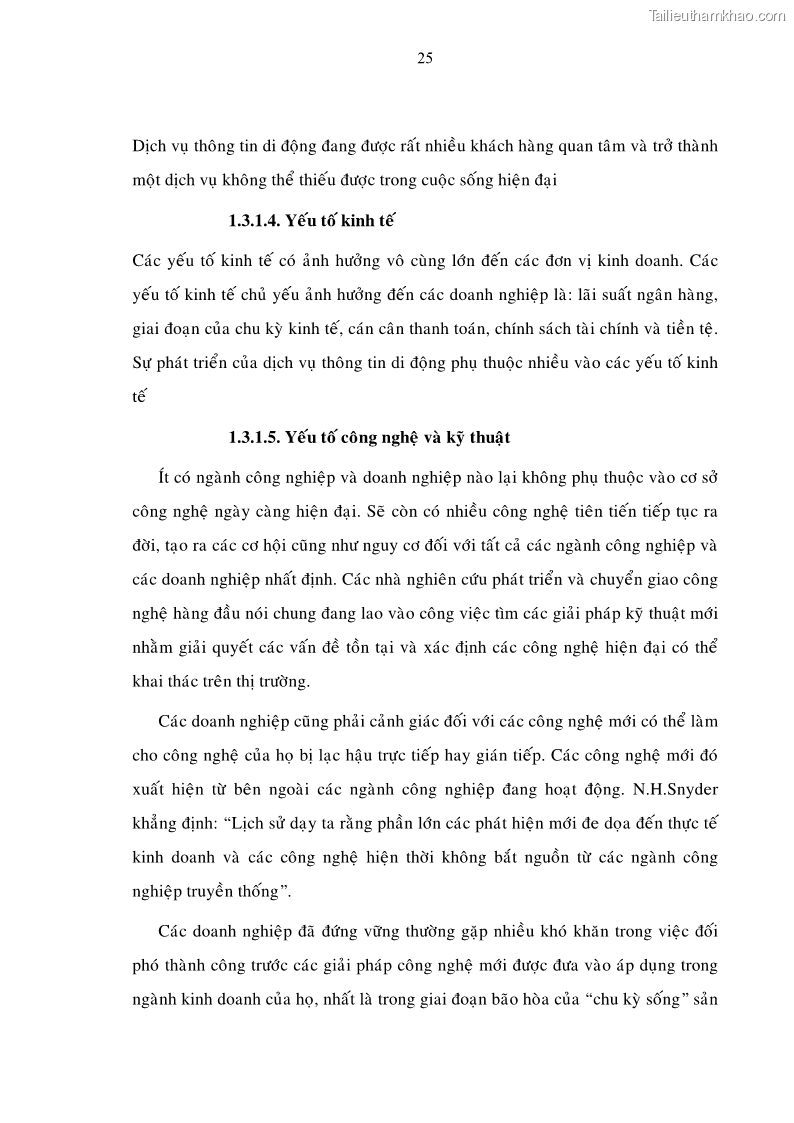 Luận án tiến sĩ Phát triển hoạt động dịch vụ thông tin di động tại Tập đoàn Bưu chính Viễn thông Việt Nam đến năm 2020 - 5 Trang 25
